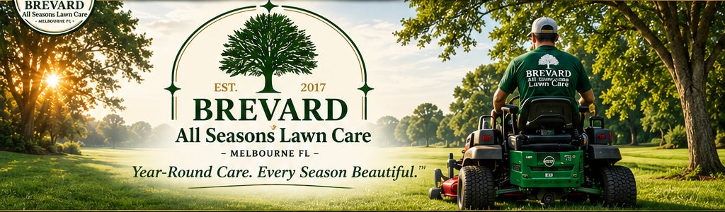 Brevard All Seasons Lawn Care branded lawn care team